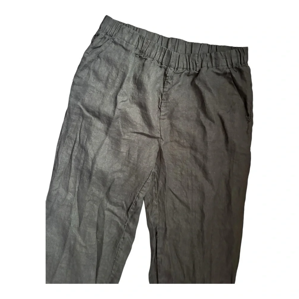 Quince 100% European Linen Pants Women’s Size L Black Relaxed - Picture 6 of 10